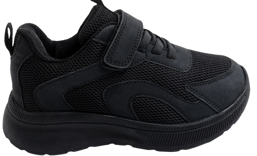 Skippy Kids Black Sports Sneakers – Lightweight Velcro School Shoes