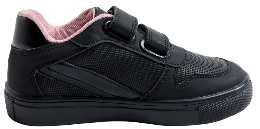 Skippy Girls School Sneakers – Black Lightweight Velcro Shoes