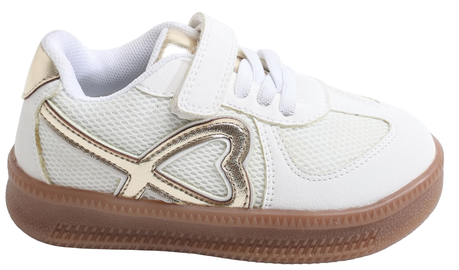 Skippy Kids White Casual Sneakers – Stylish Everyday Shoes with Beige Details