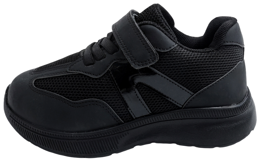 Skippy Kids Black School Sneakers – Lightweight Velcro Sports Shoes