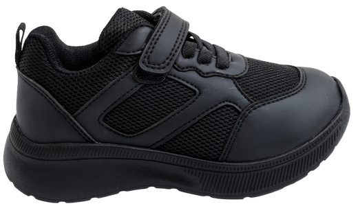 Skippy Kids School Sneakers – Black Lightweight Velcro Shoes