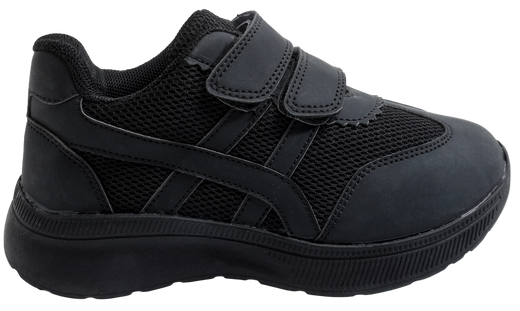 Skippy Kids Black School Sneakers – Double Velcro Sports Shoes