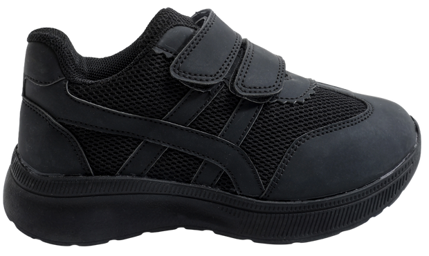 Skippy Kids Black School Sneakers – Double Velcro Sports Shoes
