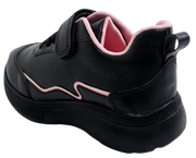 Skippy Girls Black School Sneakers – Pink Detail Lightweight Sports Shoes