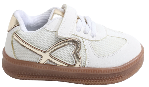 Skippy Kids White Casual Sneakers – Stylish Everyday Shoes with Beige Details