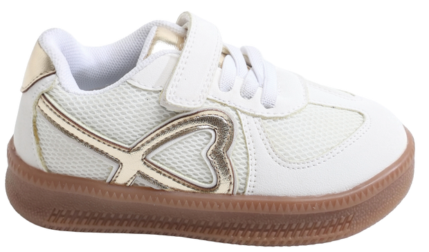 Skippy Kids White Casual Sneakers – Stylish Everyday Shoes with Beige Details